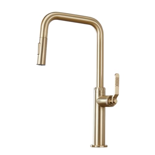TYMYW Küchenarmatur mit Herausziehbarer Brause Zwei Sprühfunktionen Küchenarmatur 360 Drehbar Einer Loch,Gold TYMYW Küchenarmatur mit Herausziehbarer Brause Zwei Sprühfunktionen Küchenarmatur 360 Drehbar Einer Loch,Gold von TYMYW