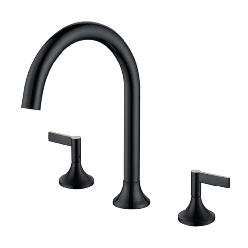 TYMYW Waschtischarmatur 3 Loch Doppelgriff Geteilt Wasserhahn Bad Drehbar Mischbatterie Messing,Schwarz TYMYW Waschtischarmatur 3 Loch Doppelgriff Geteilt Wasserhahn Bad Drehbar Mischbatterie Messing,Schwarz von TYMYW