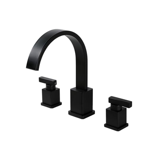 TYMYW Waschtischarmatur 3 Loch Doppelgriff Wasserfall Wasserhahn Bad Drehbar Mischbatterie Messing,Schwarz TYMYW Waschtischarmatur 3 Loch Doppelgriff Wasserfall Wasserhahn Bad Drehbar Mischbatterie Messing,Schwarz von TYMYW