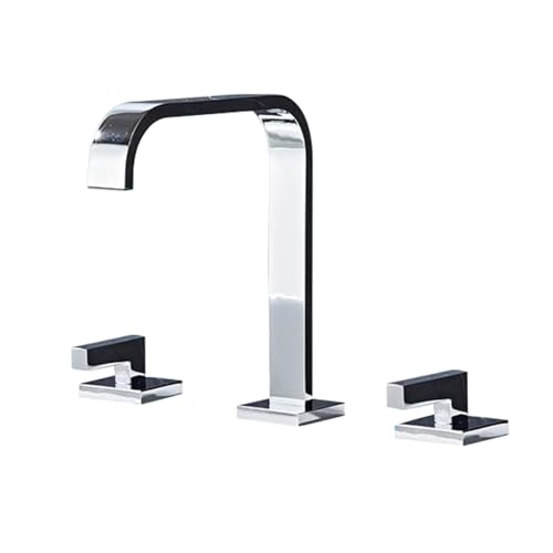 TYMYW Waschtischarmatur 3 Loch Doppelgriff Wasserfall Wasserhahn Bad Geteilt Mischbatterie Chrom Silber TYMYW Waschtischarmatur 3 Loch Doppelgriff Wasserfall Wasserhahn Bad Geteilt Mischbatterie Chrom Silber von TYMYW