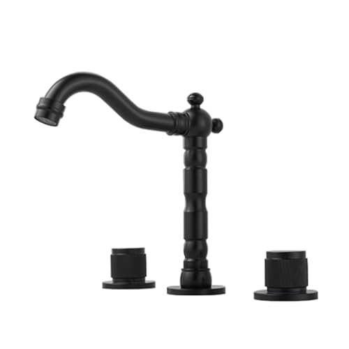 TYMYW Waschtischarmatur 3 Loch Schwenkbar Geteilter Waschtisch-Wasserhahn Zwei Dreher Messing,Schwarz TYMYW Waschtischarmatur 3 Loch Schwenkbar Geteilter Waschtisch-Wasserhahn Zwei Dreher Messing,Schwarz von TYMYW