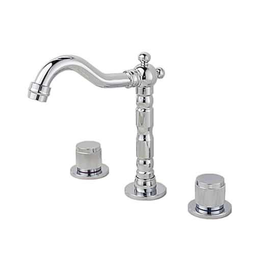 TYMYW Waschtischarmatur 3 Loch Schwenkbar Geteilter Waschtisch-Wasserhahn Zwei Dreher Messing,Verchromtes Silber TYMYW Waschtischarmatur 3 Loch Schwenkbar Geteilter Waschtisch-Wasserhahn Zwei Dreher Messing,Verchromtes Silber von TYMYW