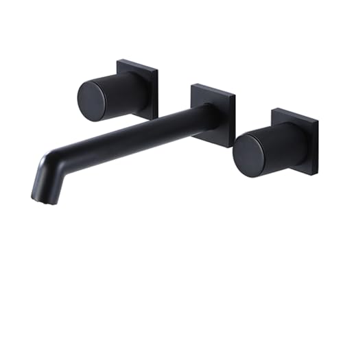 TYMYW Waschtischarmatur Bad Unterputz 3 Loch Doppelgriff Wasserhahn Bad Mischbatterie Auslauf 20Cm Messing von TYMYW