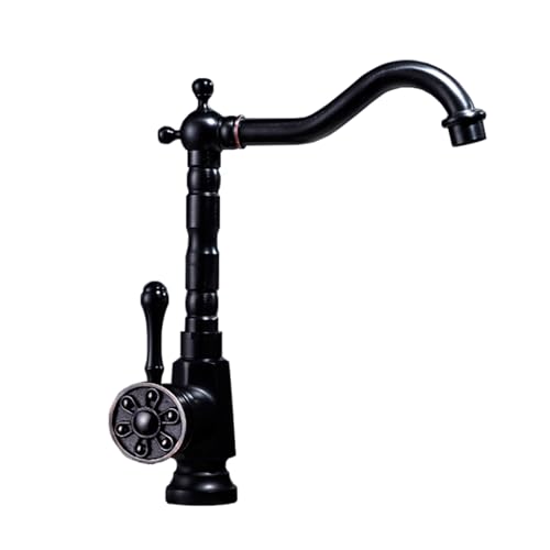 TYMYW Waschtischarmatur Hoch Antik Schwarz Messing Einhebel Wasserhahn Bad 360° Schwenkbar Einzelloch Mischbatterie TYMYW Waschtischarmatur Hoch Antik Schwarz Messing Einhebel Wasserhahn Bad 360° Schwenkbar Einzelloch Mischbatterie von TYMYW
