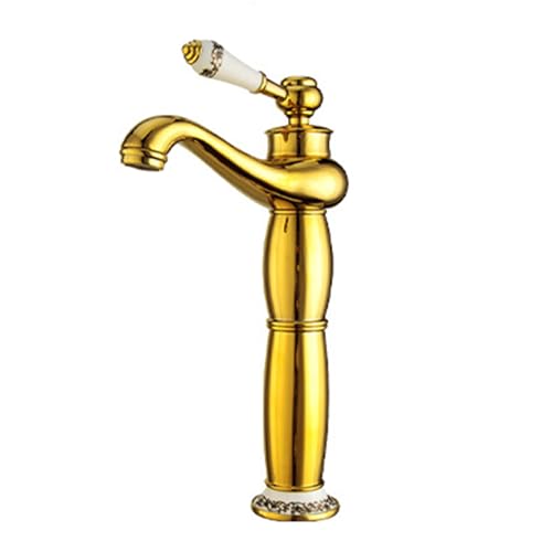 TYMYW Waschtischarmatur Hoch Messing mit Keramik-Einzelgriff Mischbatterie Wasserhahn Bad Hoch Einzelloch,Verchromtes Gold TYMYW Waschtischarmatur Hoch Messing mit Keramik-Einzelgriff Mischbatterie Wasserhahn Bad Hoch Einzelloch,Verchromtes Gold von TYMYW