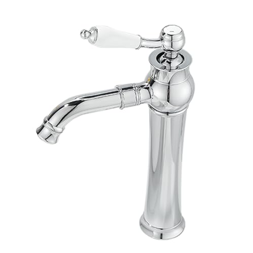 TYMYW Waschtischarmatur Messing Hoch 360° Schwenkbar Wasserhahn Bad Mischbatterie mit Keramik-Einhebel Einzelloch,Retro Silber TYMYW Waschtischarmatur Messing Hoch 360° Schwenkbar Wasserhahn Bad Mischbatterie mit Keramik-Einhebel Einzelloch,Retro Silber von TYMYW