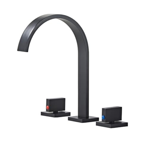 TYMYW Wasserfall Wasserhahn Bad Doppelgriff 3-Loch Waschtischarmatur Geteilt Mischbatterie Messing,Schwarz TYMYW Wasserfall Wasserhahn Bad Doppelgriff 3-Loch Waschtischarmatur Geteilt Mischbatterie Messing,Schwarz von TYMYW