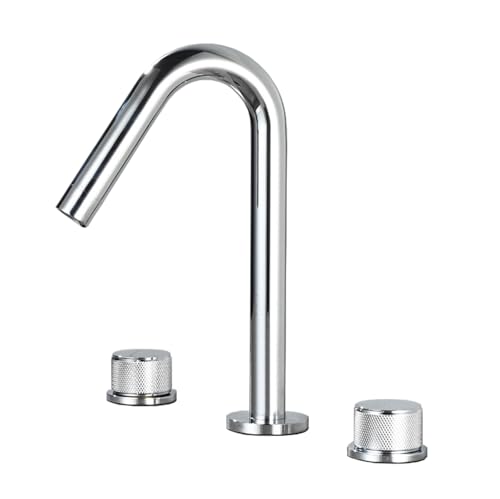 TYMYW Wasserhahn Bad 2 Griffe Drehbar 3-Loch Waschtischarmatur Geteilt Mischbatterie Messing,Verchromtes Silber TYMYW Wasserhahn Bad 2 Griffe Drehbar 3-Loch Waschtischarmatur Geteilt Mischbatterie Messing,Verchromtes Silber von TYMYW