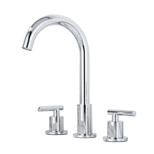TYMYW Wasserhahn Bad 2 Griffe Drei Löcher Schwenkbar Geteilt Waschtischarmatur Mischbatterie Messing,Verchromtes Silber TYMYW Wasserhahn Bad 2 Griffe Drei Löcher Schwenkbar Geteilt Waschtischarmatur Mischbatterie Messing,Verchromtes Silber von TYMYW