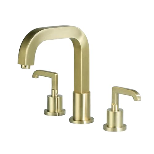 TYMYW Wasserhahn Bad 3 Loch Doppelgriff Geteilt Waschtischarmatur Drehbar Messing Gebürstetes Gold TYMYW Wasserhahn Bad 3 Loch Doppelgriff Geteilt Waschtischarmatur Drehbar Messing Gebürstetes Gold von TYMYW
