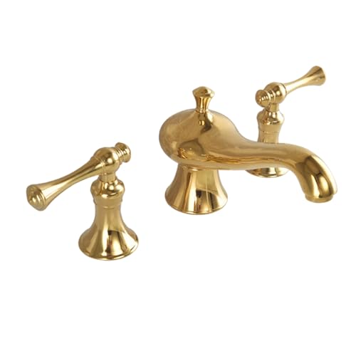TYMYW Wasserhahn Bad 3 Loch Doppelgriff Geteilt Waschtischarmatur Heiß und Kaltes Wasser Messing Chrom Gold TYMYW Wasserhahn Bad 3 Loch Doppelgriff Geteilt Waschtischarmatur Heiß und Kaltes Wasser Messing Chrom Gold von TYMYW