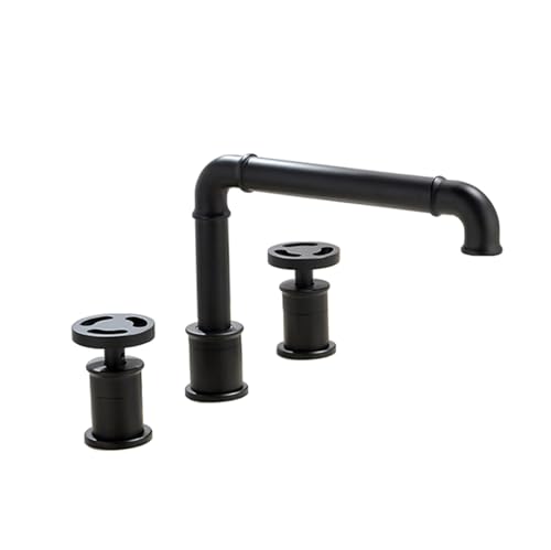TYMYW Wasserhahn Bad 3 Loch Drehbar Waschtischarmatur 2 Griffe Geteilt Mischbatterie Messing,Schwarz TYMYW Wasserhahn Bad 3 Loch Drehbar Waschtischarmatur 2 Griffe Geteilt Mischbatterie Messing,Schwarz von TYMYW