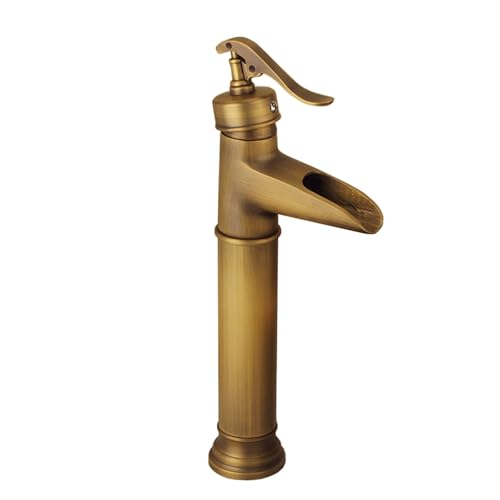 TYMYW Wasserhahn Bad Hoch Wasserfall Waschtischarmatur Messing Antik Einhebel Mischbatterie Heiß Und Kalt Einzelloch TYMYW Wasserhahn Bad Hoch Wasserfall Waschtischarmatur Messing Antik Einhebel Mischbatterie Heiß Und Kalt Einzelloch von TYMYW