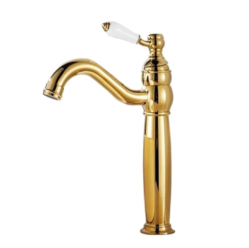 TYMYW Wasserhahn Bad Retro Messing Hoch 360° Schwenkbar Waschtischarmatur Mischbatterie mit Keramik-Einhebel Einzelloch TYMYW Wasserhahn Bad Retro Messing Hoch 360° Schwenkbar Waschtischarmatur Mischbatterie mit Keramik-Einhebel Einzelloch von TYMYW