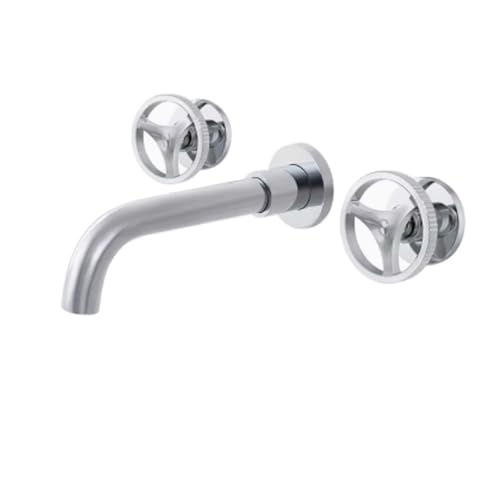 TYMYW Wasserhahn Bad Unterputz Doppelgriff Schwenkbar Waschtischarmatur Mischbatterie Auslauf 21 Cm Messing,Verchromtes Silber von TYMYW