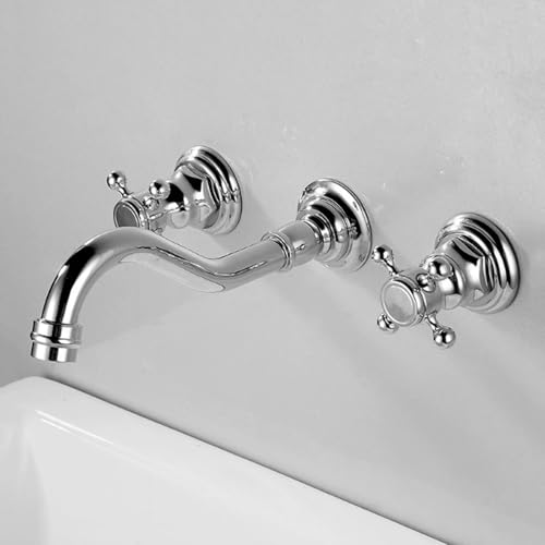 TYMYW Wasserhahn Bad Unterputz Doppelgriff mit Schwenkbar Auslauf Unterputz Waschtischarmatur Mischbatterie Messing,Verchromtes Silber von TYMYW