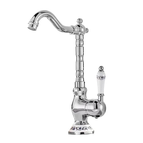 TYMYW Wasserhahn Küche Retro Vintage Silber Einhebelmischer 360 Drehbar Küchenarmatur Mischbatterie Einzelloch Messing TYMYW Wasserhahn Küche Retro Vintage Silber Einhebelmischer 360 Drehbar Küchenarmatur Mischbatterie Einzelloch Messing von TYMYW