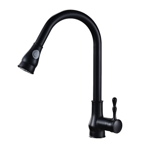 TYMYW Wasserhahn Küche Schwarz Ausziehbar mit Brause 2 Strahlarten Küchenarmatur 360 Drehbar Einzelloch Mischbatterie TYMYW Wasserhahn Küche Schwarz Ausziehbar mit Brause 2 Strahlarten Küchenarmatur 360 Drehbar Einzelloch Mischbatterie von TYMYW
