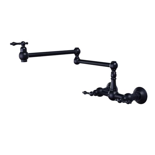 TYMYW Wasserhahn Küche Wandmontage faltbar Doppelschwung Arm Topffüller Wasserhahn Mischbatterie Messing,Schwarz TYMYW Wasserhahn Küche Wandmontage faltbar Doppelschwung Arm Topffüller Wasserhahn Mischbatterie Messing,Schwarz von TYMYW