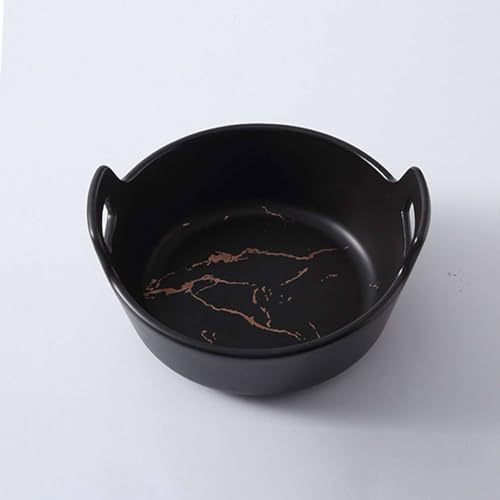 TYMYYS Auflaufform Klein 1 Person, Auflaufform Keramik Rund, Ofenform, Vintage Geschirr Casserole Dish, 700ml Quiche Backform-Schwarz-17x17x8cm von TYMYYS