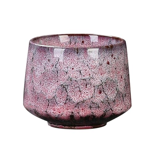 TYMYYS Japanische Teetasse, Teetassen-Set Aus Keramik, Handgemachte Tasse, Flambierte Glasierte Keramiktassen, Sake-Becher, Für Zuhause, Büro-Rosa-175ml von TYMYYS