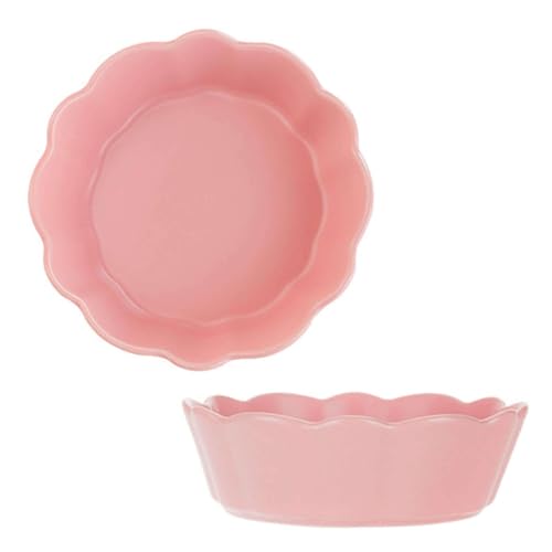 TYMYYS Kleine Auflaufform, Set Von 2, Bunte Auflaufform Aus Keramik Rund, Kleine Kuchenplatte Aus Keramik, Ofenfest-Rosa-17.5x17.5x5.5cm, 550ml von TYMYYS