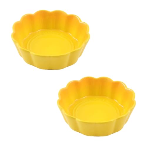 TYMYYS Kleine Runde Auflaufform, 2er-Set, Bunte Keramik-Kuchenform, Runde Keramik-Kuchenplatte-Gelb-15x15x5cm, 400ml von TYMYYS