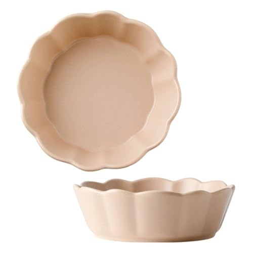 TYMYYS Kleine Runde Auflaufform, 2er-Set, Bunte Keramik-Kuchenform, Runde Keramik-Kuchenplatte-Rosa-15cm von TYMYYS