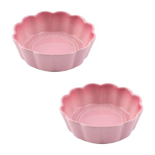 TYMYYS Kleine Runde Auflaufform, 2er-Set, Bunte Keramik-Kuchenform, Runde Keramik-Kuchenplatte-Rosa-15x15x5cm, 400ml von TYMYYS