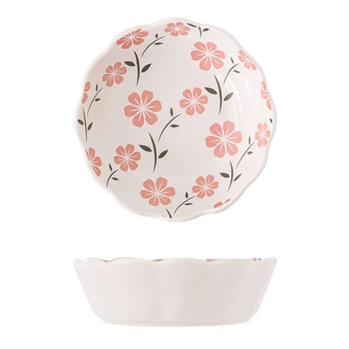TYMYYS Kleine Runde Auflaufform, 2er-Set, Bunte Keramik-Kuchenform, Runde Keramik-Kuchenplatte-Weiß-Blume von TYMYYS