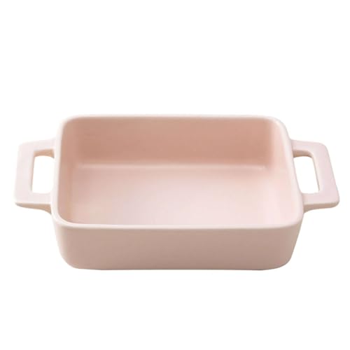 TYMYYS Lasagne Auflaufform Klein 1 Person, Rechteckig Lasagneform Keramik, Vintage Geschirr Ofenform-rosa-20x12x5cm, 500ml von TYMYYS