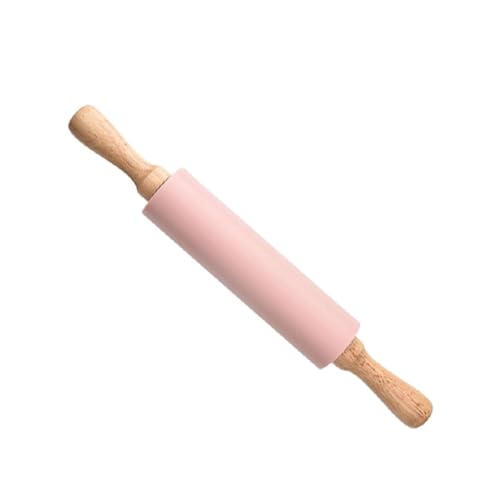 TYMYYS Nudelholz Mit Dickenringen, Nudelhölzer Zum Backen, Pizza-Teigroller Antihaft-Oberfläche Holzgriff-rosa-38x5.5cm von TYMYYS