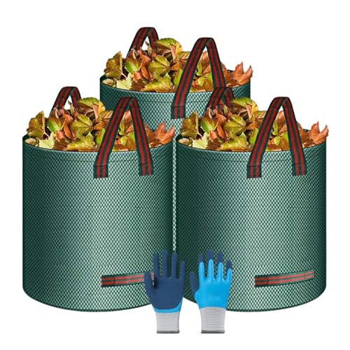 TYNJKJDM 2Pcs 500L Gartenabfallsäcke,Laubsäcke mit Deckel,Extra große und stabile Gartensäcke,Faltbare Waschbare für Rasenschnitt Grünschnitt Laubabfall(3pcs Without Cover,45x76cm) von TYNJKJDM