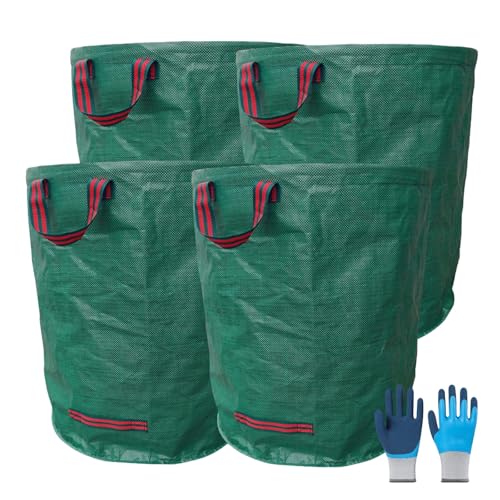 TYNJKJDM 4 PCS Gartensack Laubsack Selbststehend und Faltbar,Laubsäcke Stabil Robust Groß Laubsack für Gartenabfälle Gras Laub Hecke,Grünschnittsäcke Reißfest(Without Cover,80x100cm) von TYNJKJDM