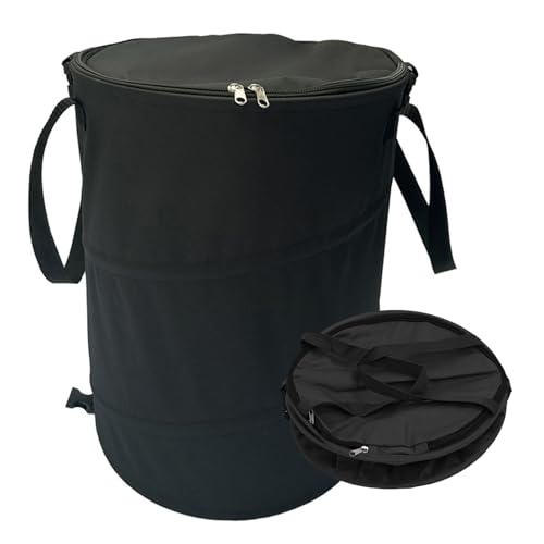 TYNJKJDM Faltbarer Camping Mülleimer, Gartenabfallsack mit Deckel 91L - Pop Up für Wohnmobil Festival Garten Strand Recycelbar Sack-Robust abwaschbar praktisch leicht (Schwarz, Klein) von TYNJKJDM