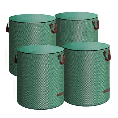 TYNJKJDM Gartenabfallsack 4PCS 300L-Gartensack Laubsack mit Griffen-Grünschnittsäcke Faltbar Robust-Rasenschnitt für Gartenabfälle Grünschnitt Laubabfall(4pcs with Cover,45x76cm) von TYNJKJDM