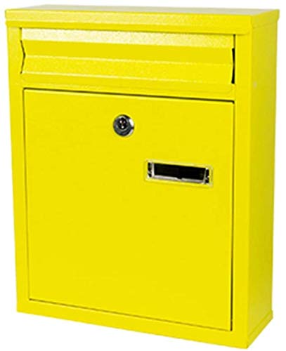 Briefkasten, Briefkasten, regenfest, gelber Eisen-Briefkasten, kreativer Schloss, Briefkasten, 24 x 8 x 30 cm, Gelb von TYNS