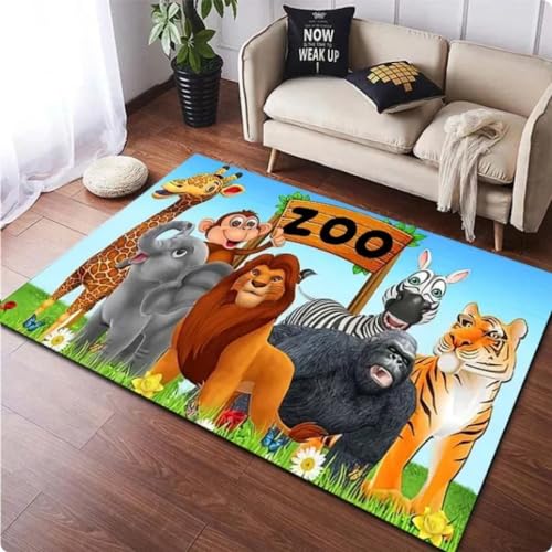 Area Rug Bodenmatte Teppiche für Wohnzimmer Schlafzimmer Dekor Cartoon Zoo Animal Carpet 50 * 80cm von TYNWASTH