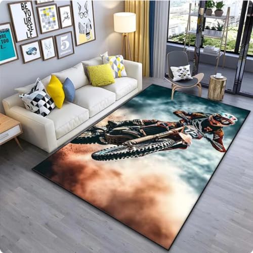 Bedruckte Teppiche mit Motocross-Muster Teppiche für Wohnzimmer Schlafzimmer Nachttisch Bodenmatte 140 * 200cm Bedruckte Teppiche mit Motocross-Muster Teppiche für Wohnzimmer Schlafzimmer Nachttisch Bodenmatte 140 * 200cm von TYNWASTH