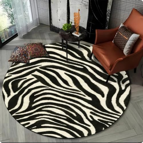 Bereich Teppich 3D Bunte Zebra Streifen Druck Muster Runder Teppich Teppich für Wohnzimmer Schlafzimmer Bodenmatte,Durchmesser 120cm von TYNWASTH