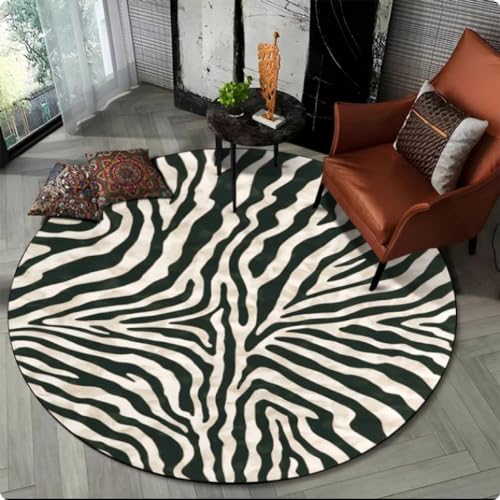 Bereich Teppich 3D Bunte Zebra Streifen Druck Muster Runder Teppich Teppich für Wohnzimmer Schlafzimmer Bodenmatte,Durchmesser 80cm von TYNWASTH