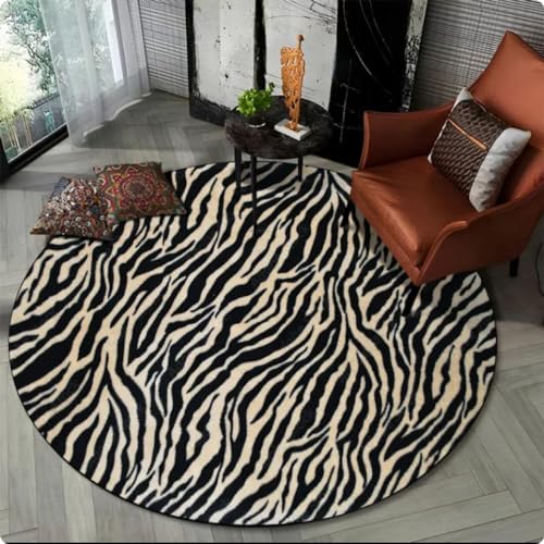 Bereich Teppich 3D Bunte Zebra Streifen Druck Muster Runder Teppich Teppich für Wohnzimmer Schlafzimmer Bodenmatte,Durchmesser 80cm von TYNWASTH