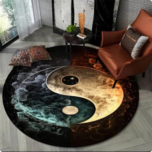 Bereich Teppich 3D Farbe Chinesischer Tai Chi Runder Teppich Teppich für Wohnzimmer Schlafzimmer Bodenmatte,Durchmesser 60cm von TYNWASTH