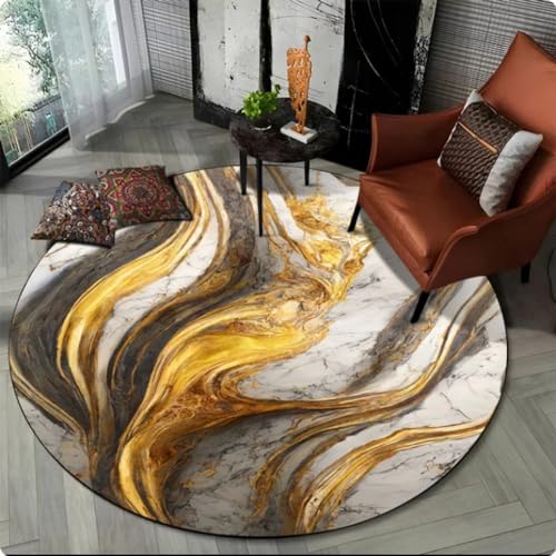 Bereich Teppich 3D Farbe Marmor Runde Teppich Teppich für Wohnzimmer Schlafzimmer rutschfeste Bodenmatte,Durchmesser 60cm von TYNWASTH