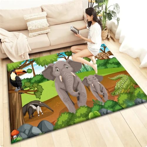 Cartoon Zoo Tier Teppich Kinderteppich Spielmatte Teppiche für Kinderzimmer Bereich Teppich Bodenmatte 140 * 200cm von TYNWASTH