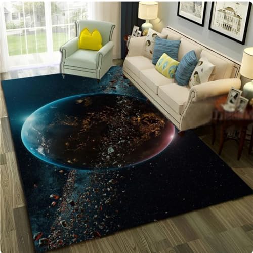 Kid Area Teppich 3D Universe Space Galaxy Planet Star Teppich, Teppich für Wohnzimmer Schlafzimmer Fußmatte 100 * 160cm von TYNWASTH