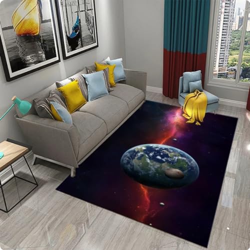 Kinder Teppich 3D Sonnensystem Teppich, Teppich für Wohnzimmer Junge Schlafzimmer Fußmatte Home Decor Türmatte 160 * 230cm von TYNWASTH