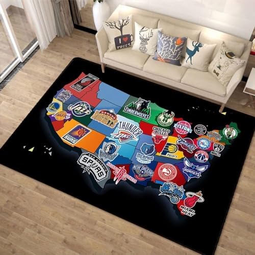 NBA Series Area Rugs - Basketball Team Logo Teppich für Jungen Schlafzimmer Home Decor Teppiche 120 * 160cm von TYNWASTH
