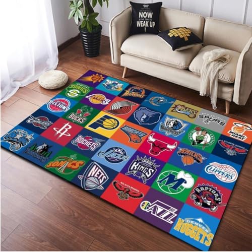 NBA Series Area Rugs - Basketball Team Logo Teppich für Jungen Schlafzimmer Home Decor Teppiche 80 * 150cm von TYNWASTH
