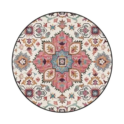 Runder Teppich für Wohnzimmer Vintage-Blumenteppich Heimdekoration Schlafzimmer-Bodenmatte,Durchmesser 100cm von TYNWASTH